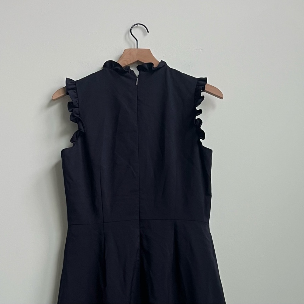 Rebecca Taylor Spring Navy Ruffle Sleeveless Dress Size 6 Wool Tailored Luxury - Picture 10 of 12